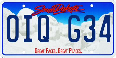 SD license plate 0IQG34