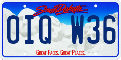 SD license plate 0IQW36