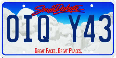 SD license plate 0IQY43