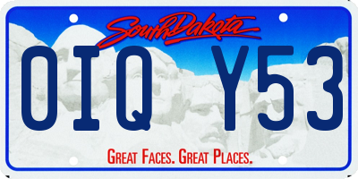 SD license plate 0IQY53