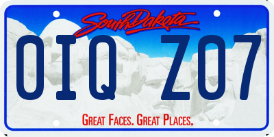 SD license plate 0IQZ07