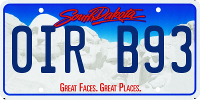 SD license plate 0IRB93