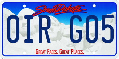 SD license plate 0IRG05