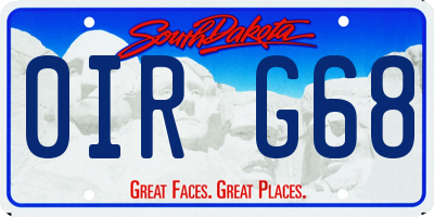 SD license plate 0IRG68