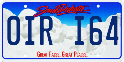 SD license plate 0IRI64