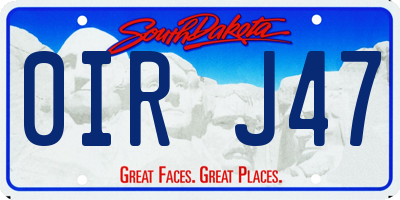 SD license plate 0IRJ47