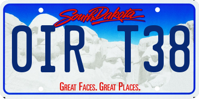 SD license plate 0IRT38