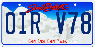 SD license plate 0IRV78