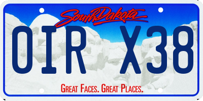 SD license plate 0IRX38
