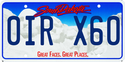 SD license plate 0IRX60