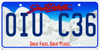 SD license plate 0IUC36