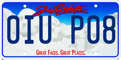 SD license plate 0IUP08