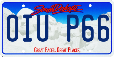 SD license plate 0IUP66