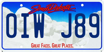 SD license plate 0IWJ89