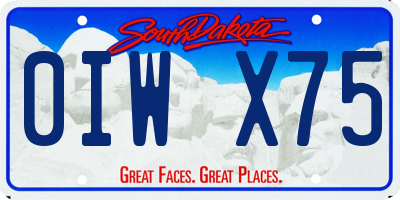 SD license plate 0IWX75