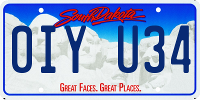 SD license plate 0IYU34