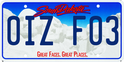 SD license plate 0IZF03