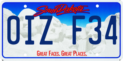 SD license plate 0IZF34