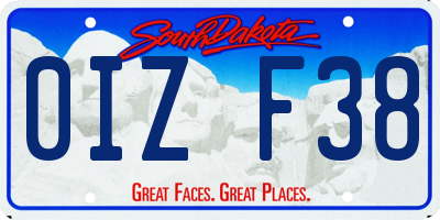 SD license plate 0IZF38