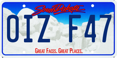 SD license plate 0IZF47