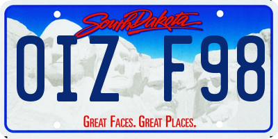 SD license plate 0IZF98