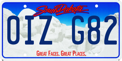 SD license plate 0IZG82
