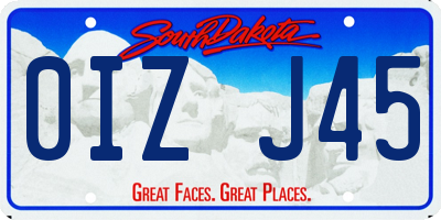SD license plate 0IZJ45