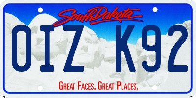 SD license plate 0IZK92