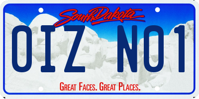 SD license plate 0IZN01