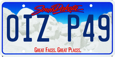 SD license plate 0IZP49