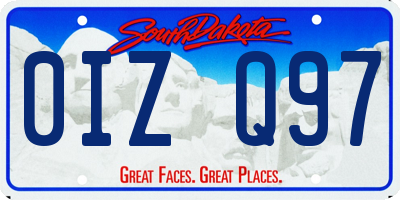 SD license plate 0IZQ97