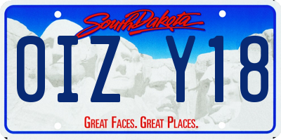 SD license plate 0IZY18