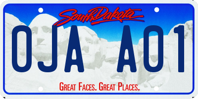 SD license plate 0JAA01