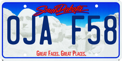 SD license plate 0JAF58