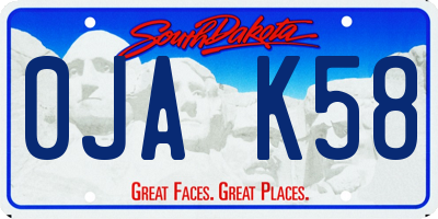 SD license plate 0JAK58