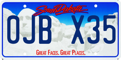 SD license plate 0JBX35