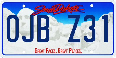 SD license plate 0JBZ31