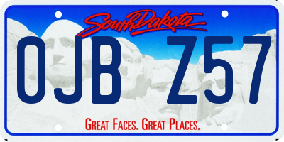SD license plate 0JBZ57