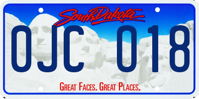 SD license plate 0JCO18