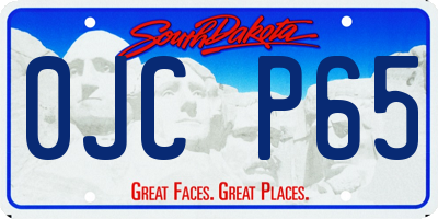 SD license plate 0JCP65