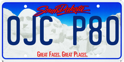 SD license plate 0JCP80
