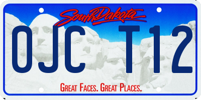 SD license plate 0JCT12
