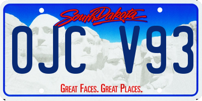 SD license plate 0JCV93