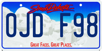 SD license plate 0JDF98