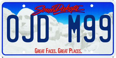 SD license plate 0JDM99