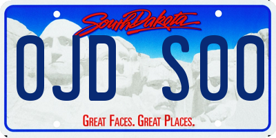 SD license plate 0JDS00