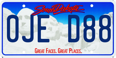 SD license plate 0JED88