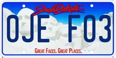 SD license plate 0JEF03