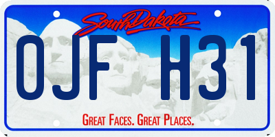 SD license plate 0JFH31