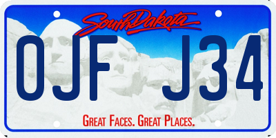 SD license plate 0JFJ34